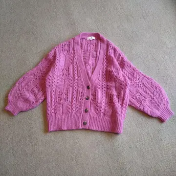 새상품급 JILL STUART 소매 벌룬 모헤어, 양모 혼방 가디건