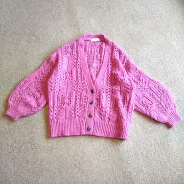 새상품급 JILL STUART 소매 벌룬 모헤어, 양모 혼방 가디건