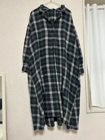 사만사 모스모스 A라인 체크 무늬 셔츠 원피스