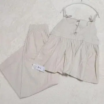 린넨 셋업 와이드 팬츠 백리본