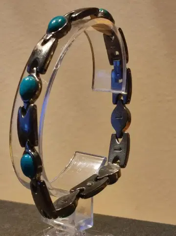 순수 티타늄 게르마늄 팔찌 터콰이즈풍 스톤 고내구성 경량