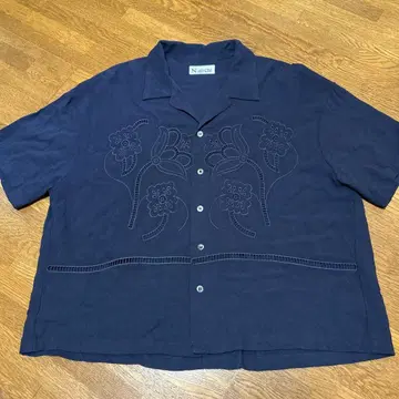 RNA-N 자수 오픈 카라 셔츠