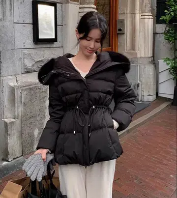 퍼 허리 마크 다운 자켓