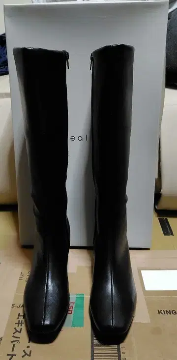 블랙 롱 부츠 낮은 힐