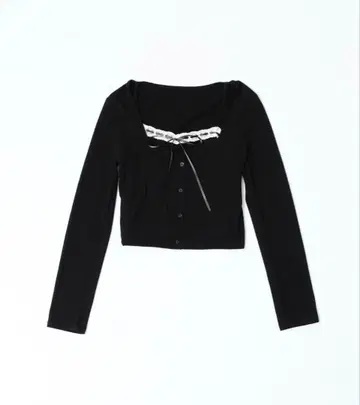 OLIVE des OLIVE 레이어드 스타일 골지 상의 블랙