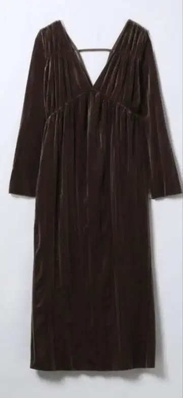 JEANASIS V넥 롱 원피스 브라운