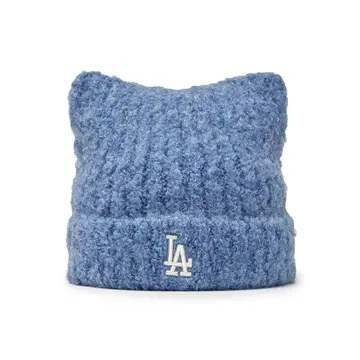 MLB korea 고양이 귀 비니 니트 모자 스카이블루