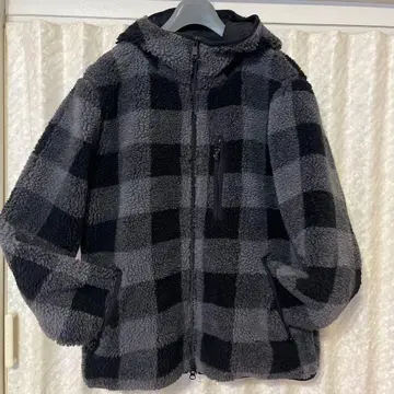 CAMP7 더블 지퍼 플리스 자켓 XL 체크 무늬