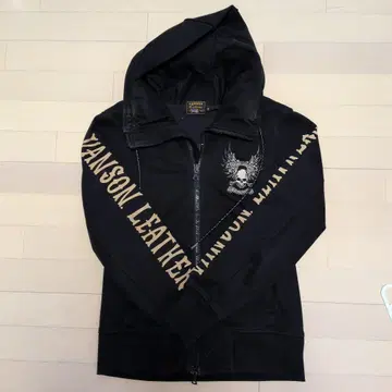 Vanson Leathers 블랙 풀 집업 후드티 M