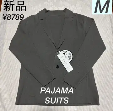 AOKI [ 파자마 수트 ] 자카드 니트 라펠 자켓 그레이