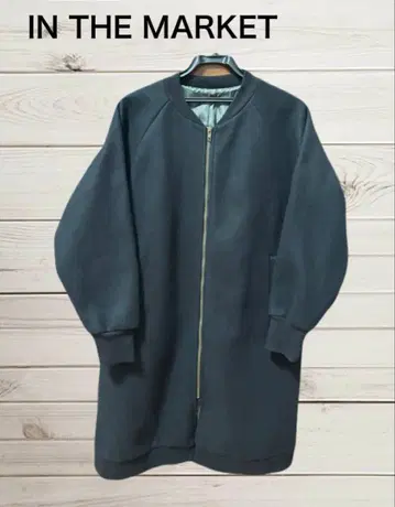 IN THE MARKET 노카라 롱 코트 여성용 블랙 프리 사이즈