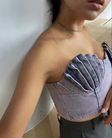 SeaRoomlynn 컬러 워시 쉘 뷔스티에 블루 핑크