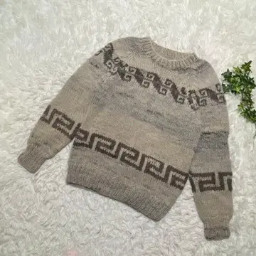 남성용 니트 스웨터 손뜨개질 울 혼방 그레이 계열