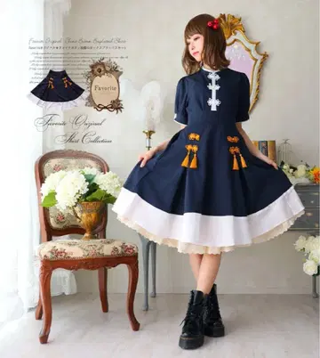 Favorite 오리지널 고급 차이나 버튼 장식 박스 플리츠 스커트