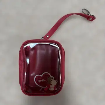 familiar 투명 포켓이 달린 빨간색 파우치