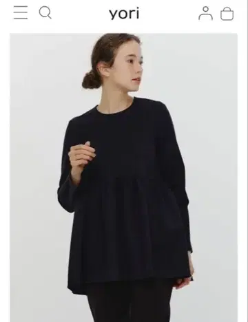 yori 누쿠누쿠 개더 블라우스 38 네이비 네이비