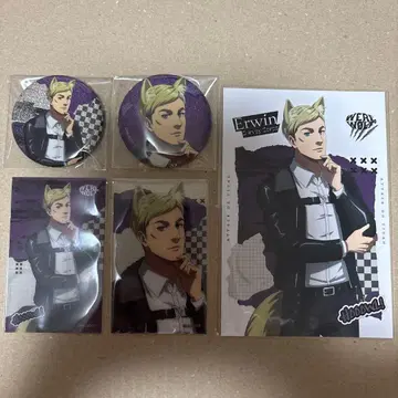 진격의 거인 엘빈 늑대인간 캔뱃지&클리어 카드&엽서 묶음 판매