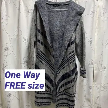 One Way 네이티브 무늬 니트 롱 가디건 코트 그레이 FREE