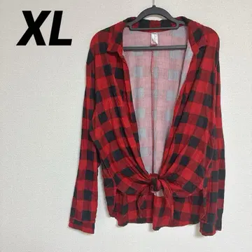 NO BOUNDARIES 버팔로 체크 타이 프론트 셔츠 [ XL ]