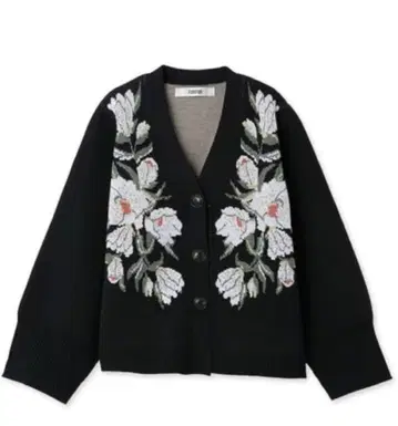 furfur 부케 자카드 가디건 블랙