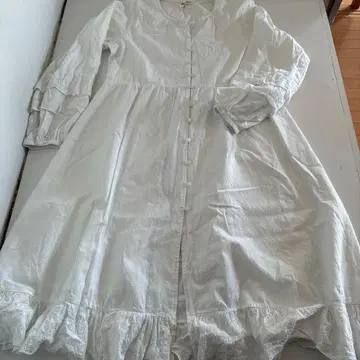 화이트 코튼 원피스 긴팔