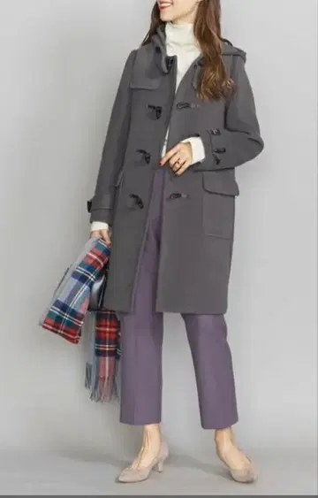 뷰티&유스 멜톤 더플 코트 그레이