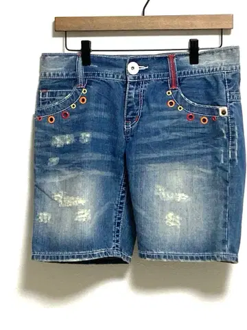 [블루문 블루] 데님 숏팬츠 컬러풀 반지