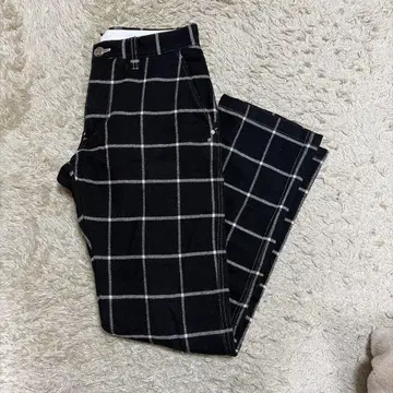 블랙 화이트 체크 슬랙스