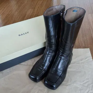 BALLY 미들 부츠 스퀘어토 블랙 가죽 사이드 지퍼