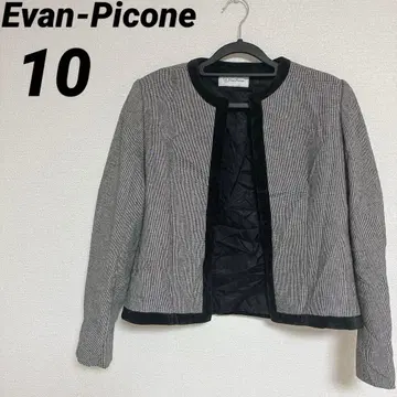 Evan Picone 노카라 자켓 그레이 블랙 체크 벨로아