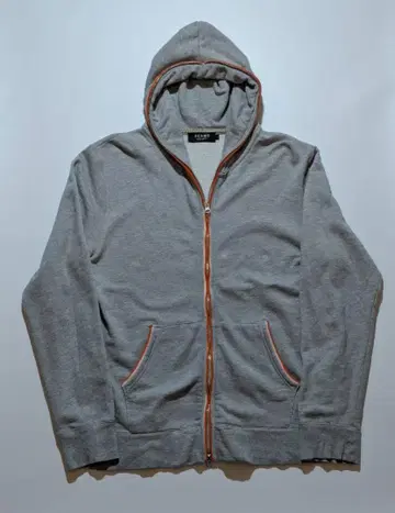 BEAMS HEART 풀 집업 후드티 L 그레이 오렌지