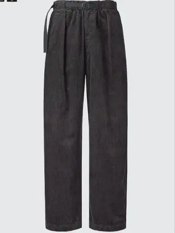 UNIQLOU 24aw 코듀로이 턱 와이드 팬츠 M 사이즈 다크 그레이