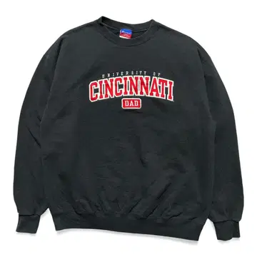 USA 구제 의류 챔피온 신시내티 대학 칼리지 맨투맨 자수 블랙