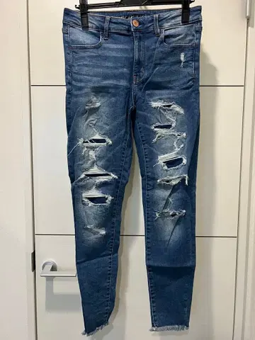AMERICAN EAGLE 데미지 가공 스키니 데님 다크 블루