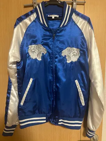 블루 화이트 스카잔 호랑이 자수 L 사이즈