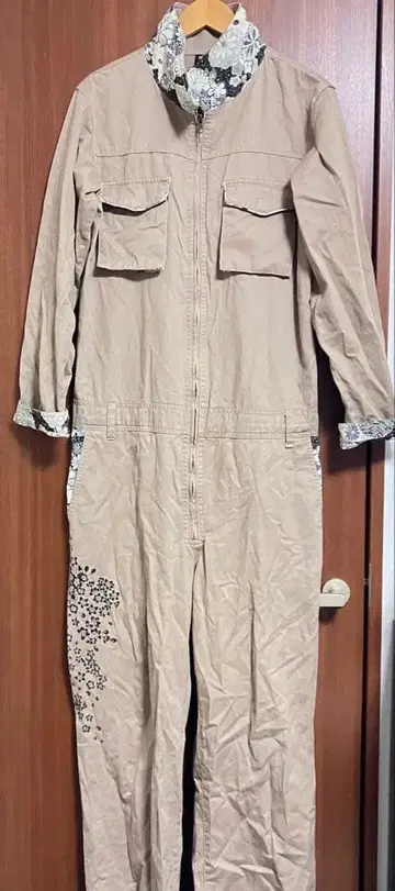 미야비유이 남성용 점프수트 L 잉어 프린트 크레이프 원단 꽃무늬