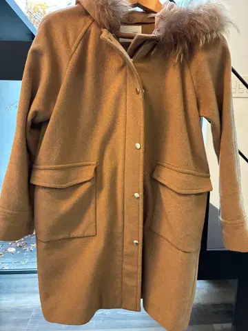 FREAK'S STORE 후드 부착 카멜 롱 코트