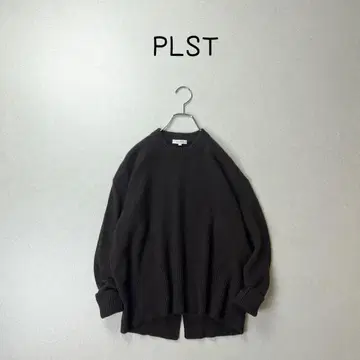 PLST 브라운 캐시미어 블렌드 니트 가로 길이 넉넉한 체형 커버 스웨터