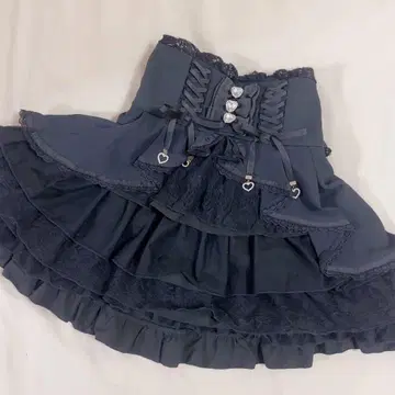 리즈리사 LIZLISA 프론트 카슈쿨 스커트 블랙