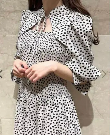 snidel 데콜테 오픈 도트 프린트 원피스 0사이즈