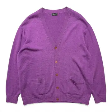 구제 빈티지 울/아크릴 니트 포켓 부착 퍼플 가디건