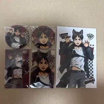 진격의 거인 엘렌 늑대 남자 캔뱃지&클리어 카드&엽서 묶음 판매