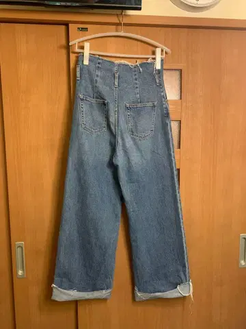 하이웨스트 라이트 블루 데님 팬츠 데미지 가공