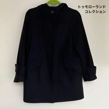 TOMORROWLAND 캐시미어 혼방 울 후디드 코트 다크 네이비 38