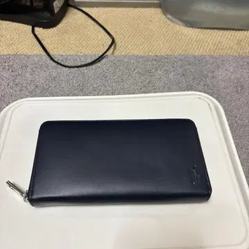 네이비 가죽 장지갑 지퍼식