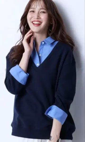 [ 미사용 ] 저스길리티 셔츠 레이어드 풀오버 니트 사이즈 2