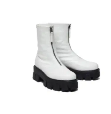 부츠 지퍼 숏부츠 화이트 통굽 부츠 지퍼 포함