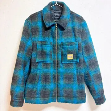 ZARA 남성용 체크 무늬 집업 울 자켓