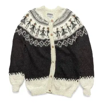 구제 빈티지 알파카 핸드 니트 노르딕 가디건