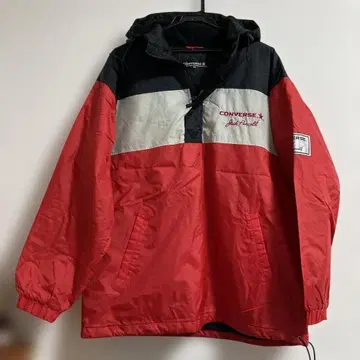 CONVERSE 후드 부착 안감 퀼팅 오버 사이즈 빅 풀오버